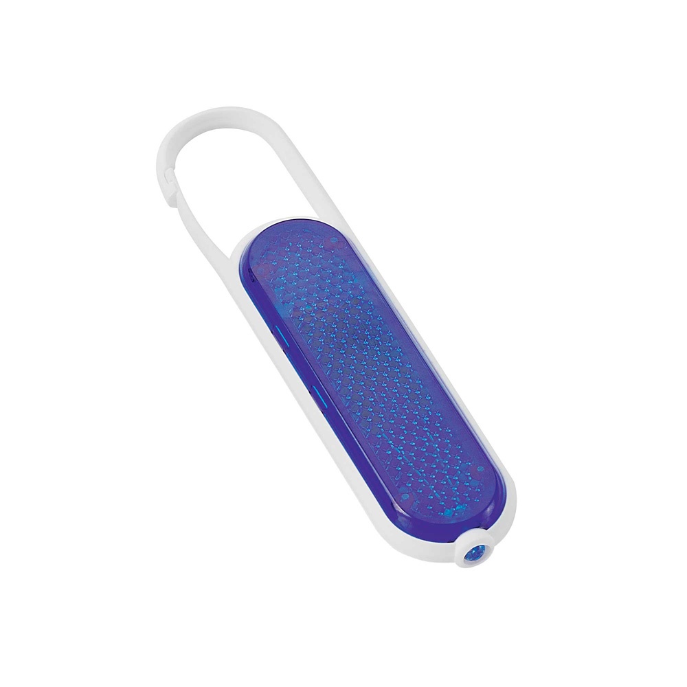 Logotrade promotional giveaways photo of: Plastic safety reflector with carabiner and light, blue