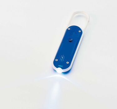 Logotrade promotional product image of: Plastic safety reflector with carabiner and light, blue