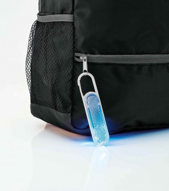 Logotrade promotional items photo of: Plastic safety reflector with carabiner and light, blue