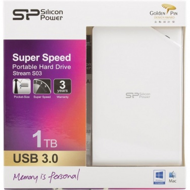 Logotrade promotional merchandise picture of: Hard Disc Silicon Power Stream S03 1 TB, white