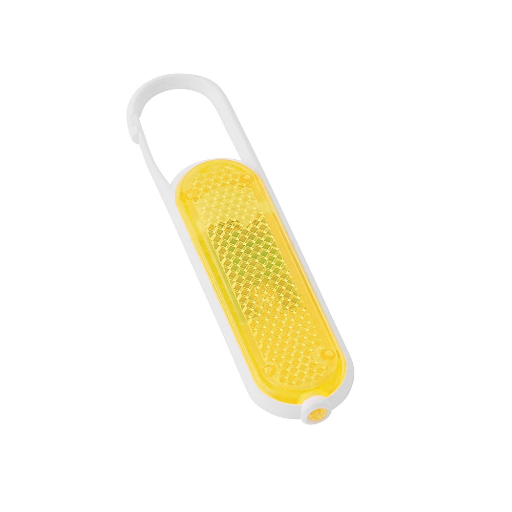 Logo trade promotional product photo of: Plastic safety reflector with carabiner and light, yellow