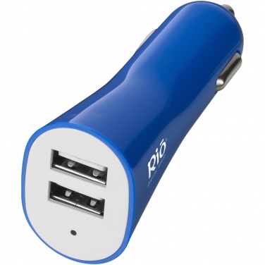 Logo trade corporate gifts image of: Pole dual car adapter, blue