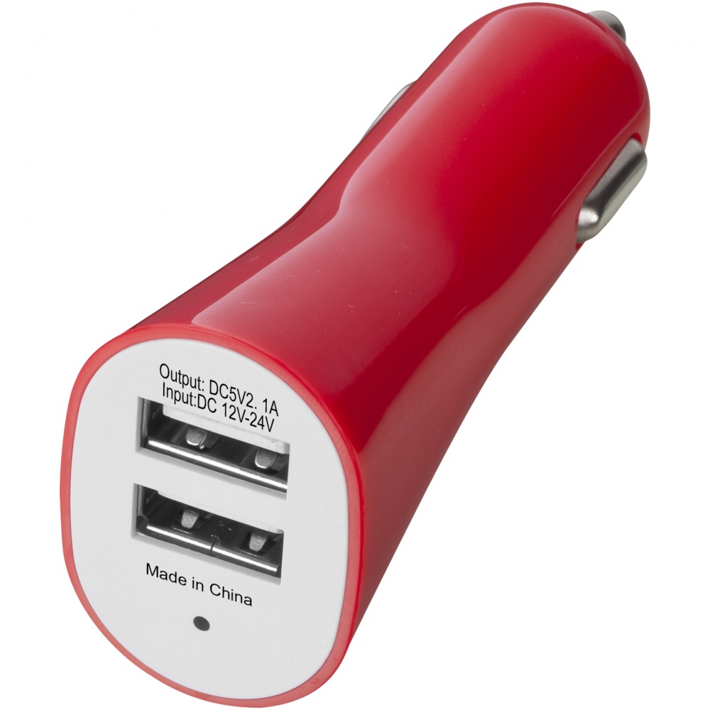 Logo trade promotional gifts picture of: Pole dual car adapter, red