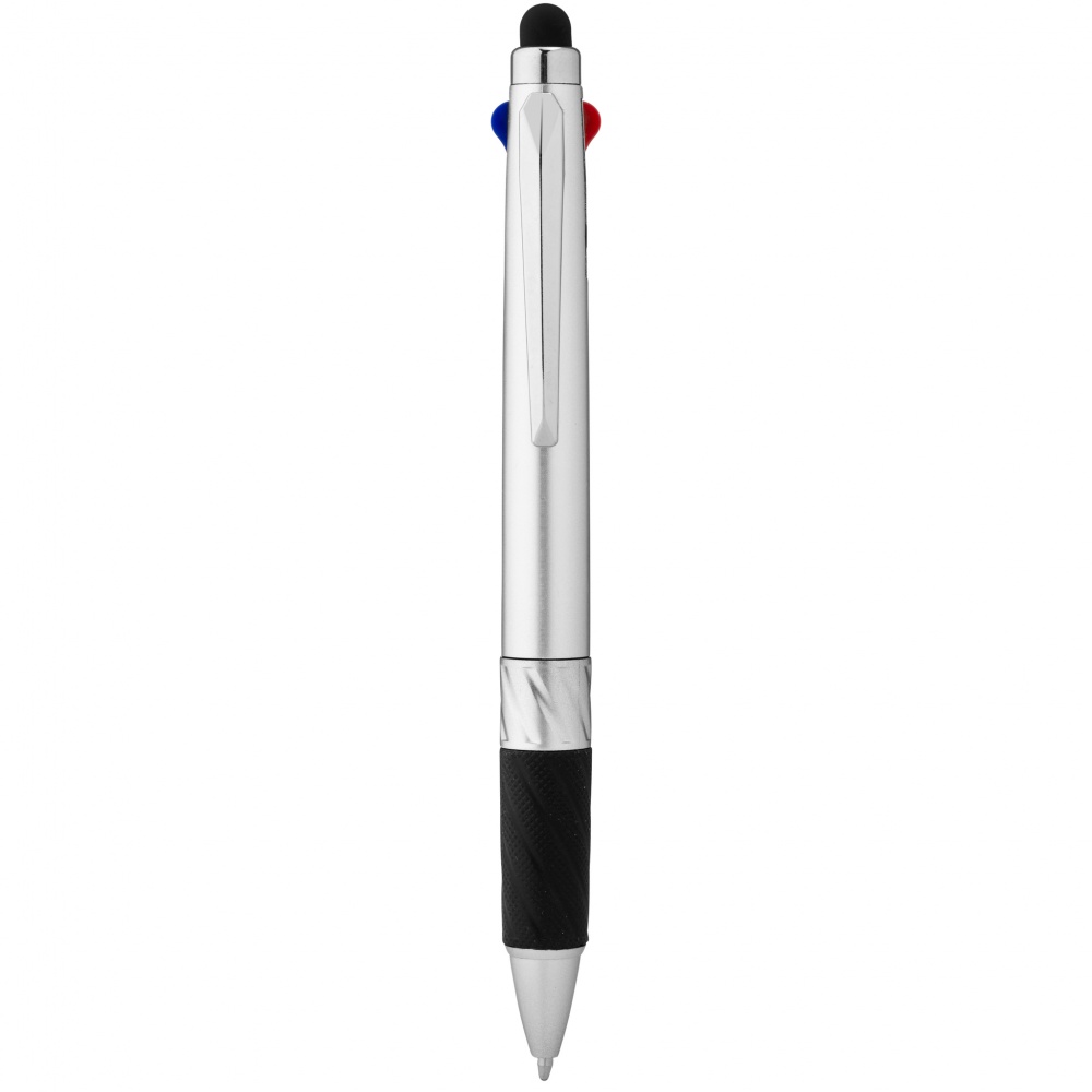 Logo trade advertising products image of: Burnie multi-ink stylus ballpoint pen, silver