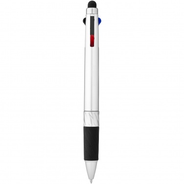 Logo trade promotional items picture of: Burnie multi-ink stylus ballpoint pen, silver