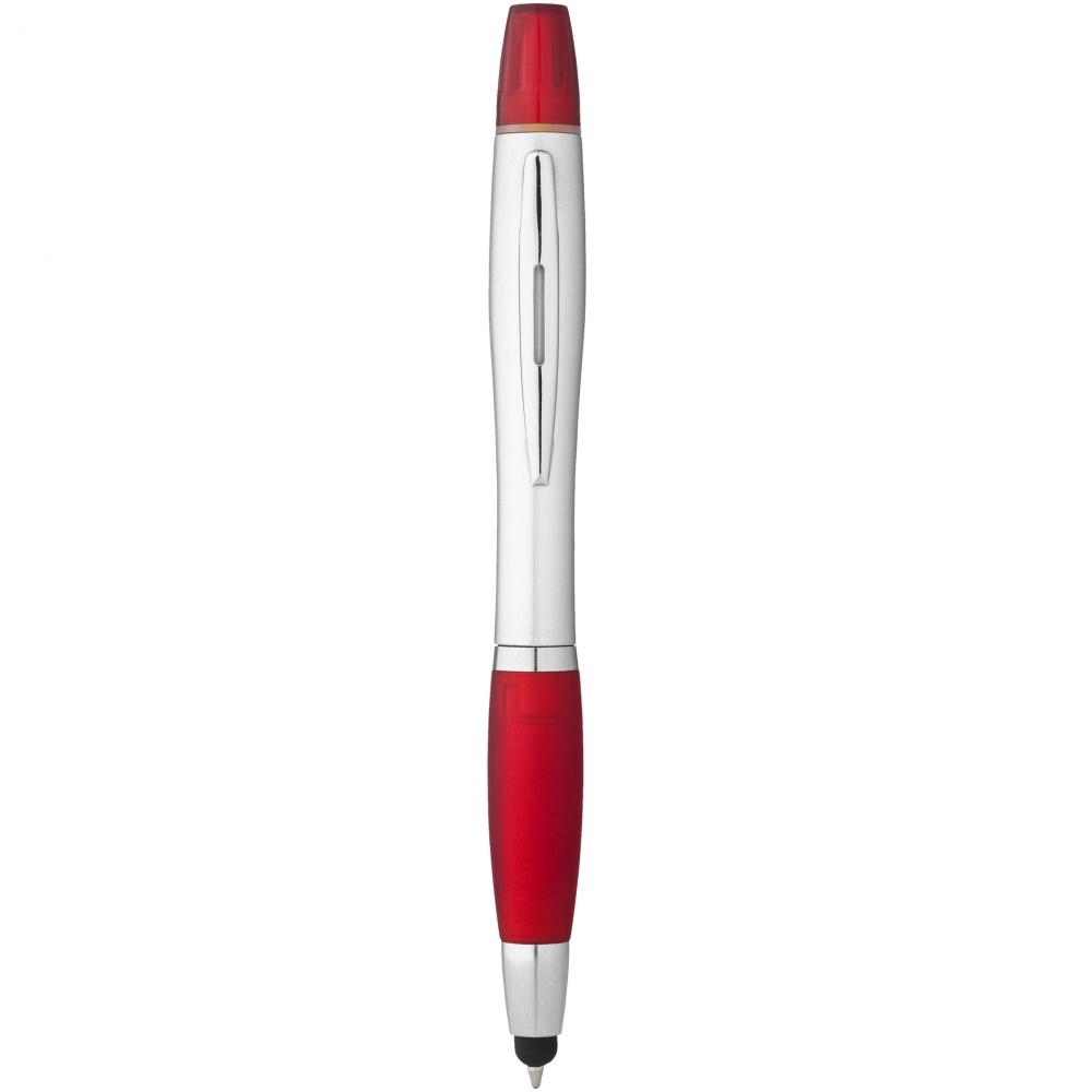 Logo trade promotional items image of: Nash stylus ballpoint pen and highlighter, red