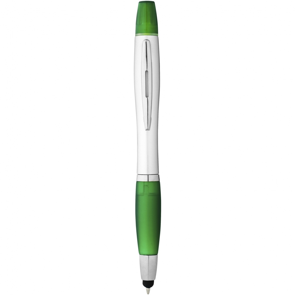 Logo trade corporate gifts image of: Nash stylus ballpoint pen and highlighter, green