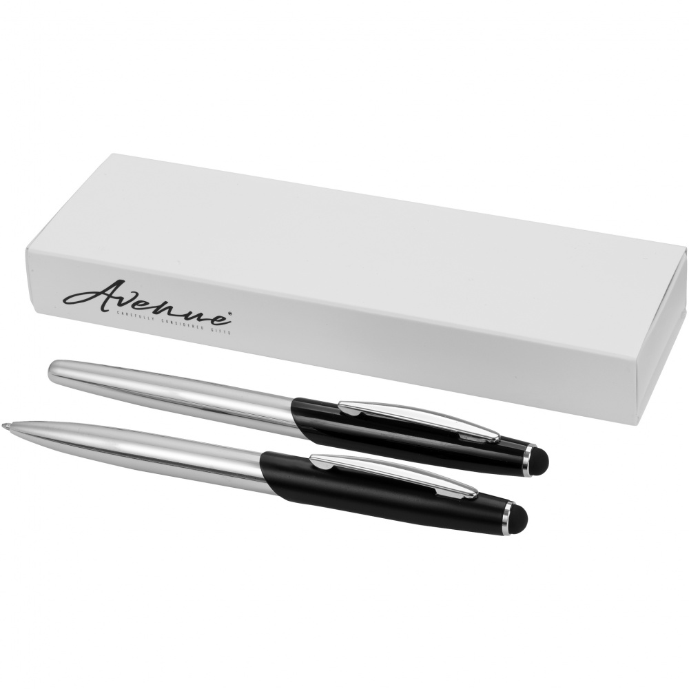 Logo trade corporate gift photo of: Geneva stylus ballpoint pen and rollerball pen gift, black