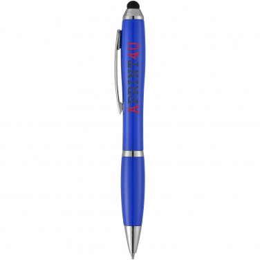 Logo trade promotional giveaway photo of: Nash stylus ballpoint pen, blue