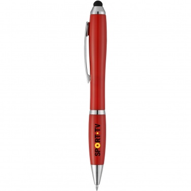 Logo trade promotional giveaways image of: Nash stylus ballpoint pen, red