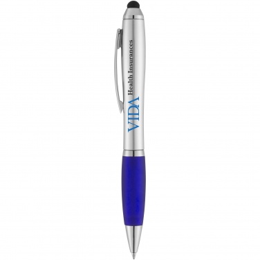 Logo trade promotional giveaways image of: Nash stylus ballpoint pen, blue