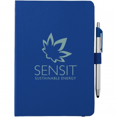 Logo trade promotional gift photo of: Crown A5 Notebook and stylus ballpoint Pen, dark blue