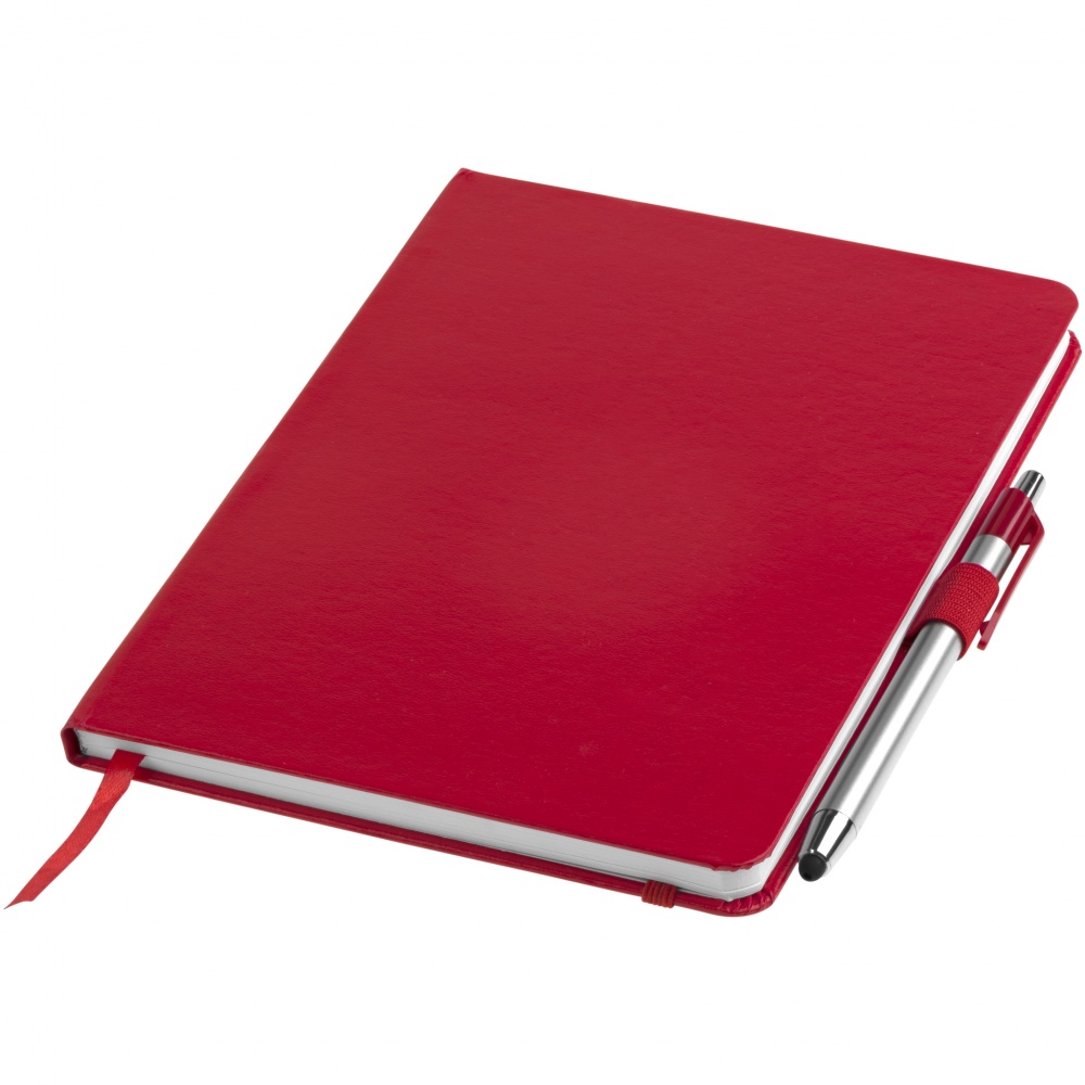 Logo trade promotional giveaway photo of: Crown A5 Notebook and stylus ballpoint Pen, red