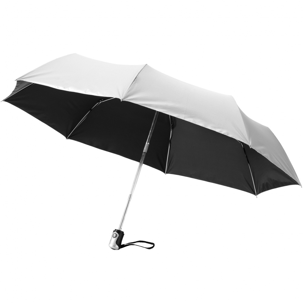 Logotrade promotional product image of: 21.5" Alex 3-Section auto open and close umbrella, silver