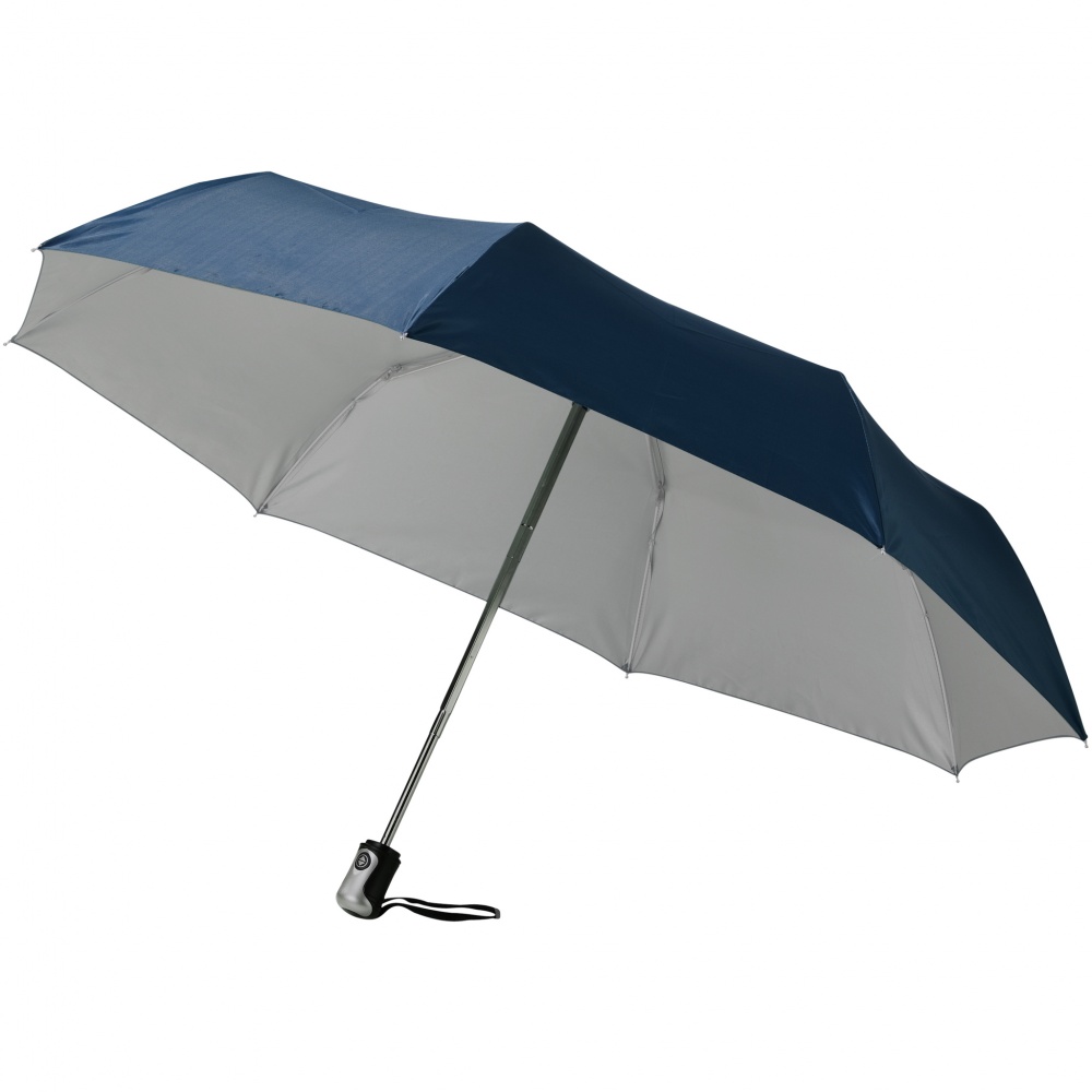 Logotrade promotional giveaway picture of: 21.5" Alex 3-Section auto open and close umbrella, dark blue - silver