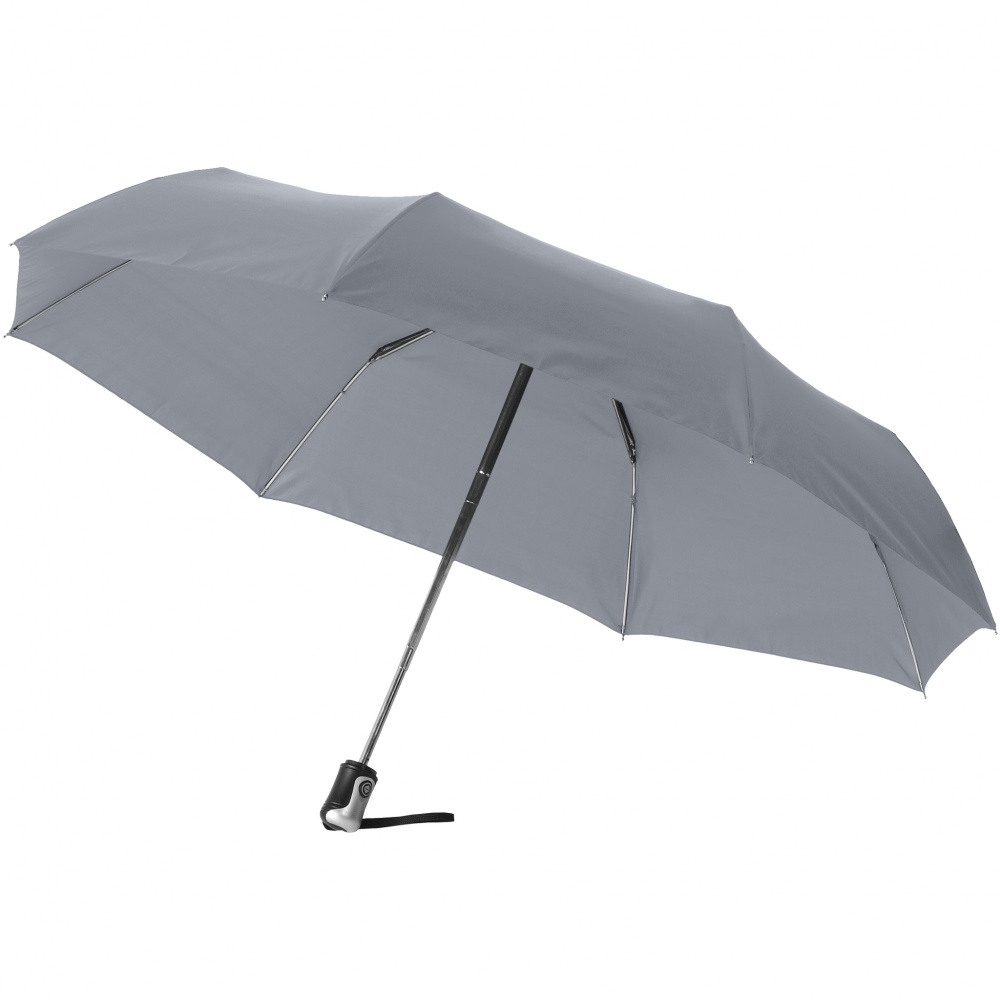 Logo trade promotional products image of: 21.5" Alex 3-section auto open and close umbrella, grey