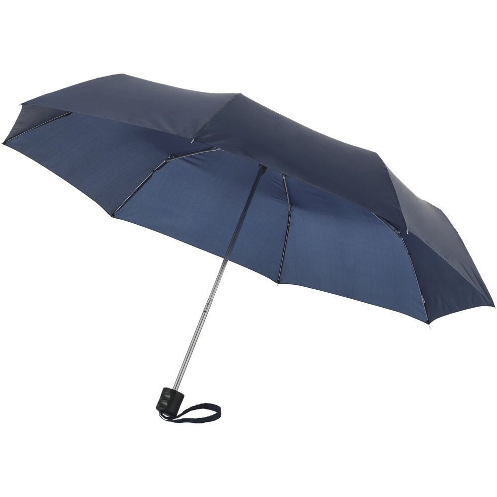 Logo trade promotional gift photo of: 21,5'' 3-section Ida Umbrella, navy blue