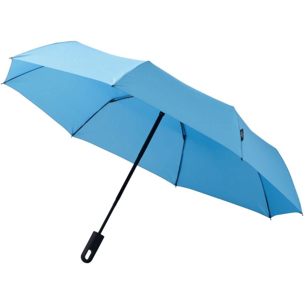 Logo trade promotional merchandise image of: 21.5" Traveler 3-section umbrella, light blue