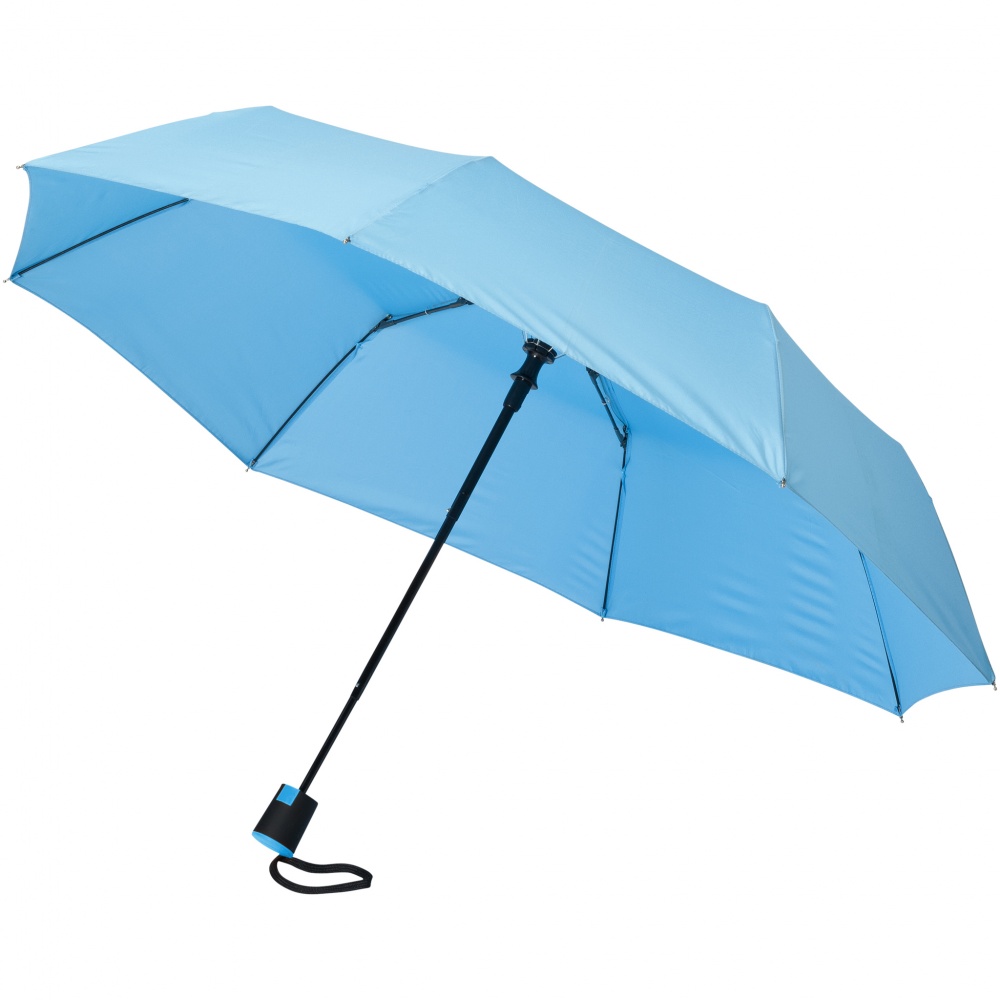 Logo trade advertising products image of: 21"  Wali 3-section auto open umbrella, light blue