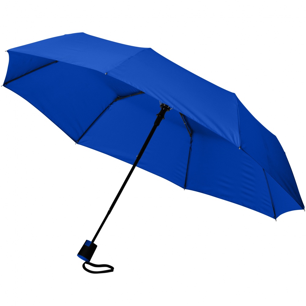 Logo trade promotional merchandise photo of: 21" Wali 3-section auto open umbrella, blue