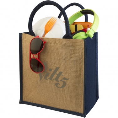 Logo trade promotional giveaways picture of: Chennai jute gift tote, dark blue