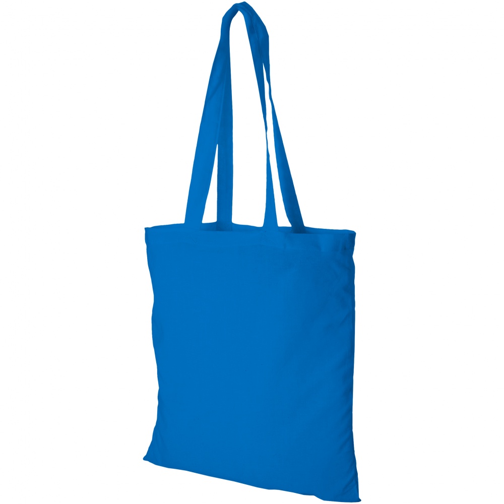 Logo trade corporate gifts image of: Madras Cotton Tote, light blue