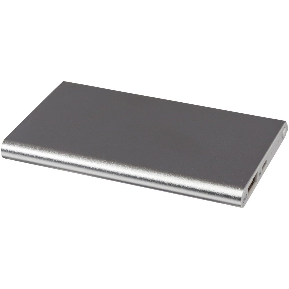 Logo trade promotional giveaways image of: Pep 4000 mAh Aluminium Power Bank, silver