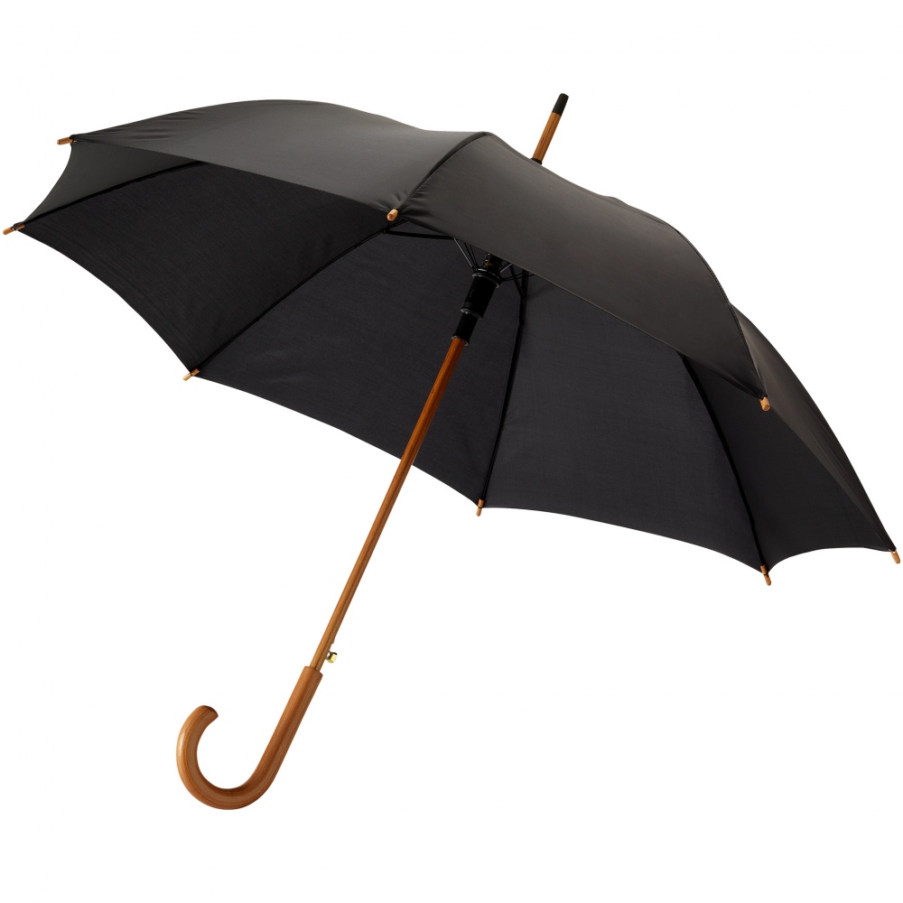 Logo trade advertising products picture of: Kyle 23" auto open umbrella wooden shaft and handle, black