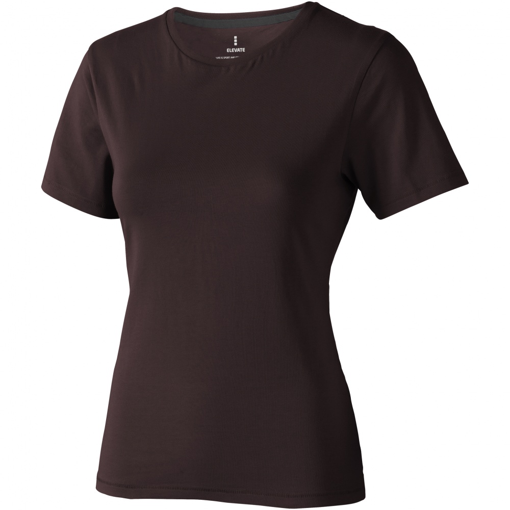 Logo trade promotional giveaways image of: Nanaimo short sleeve ladies T-shirt, dark brown