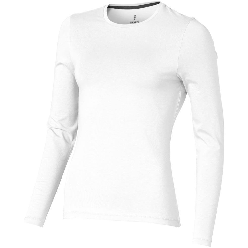 Logo trade corporate gifts picture of: Ponoka long sleeve ladies T-shirt, white