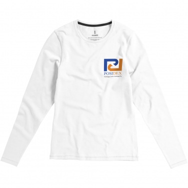 Logo trade promotional products image of: Ponoka long sleeve ladies T-shirt, white