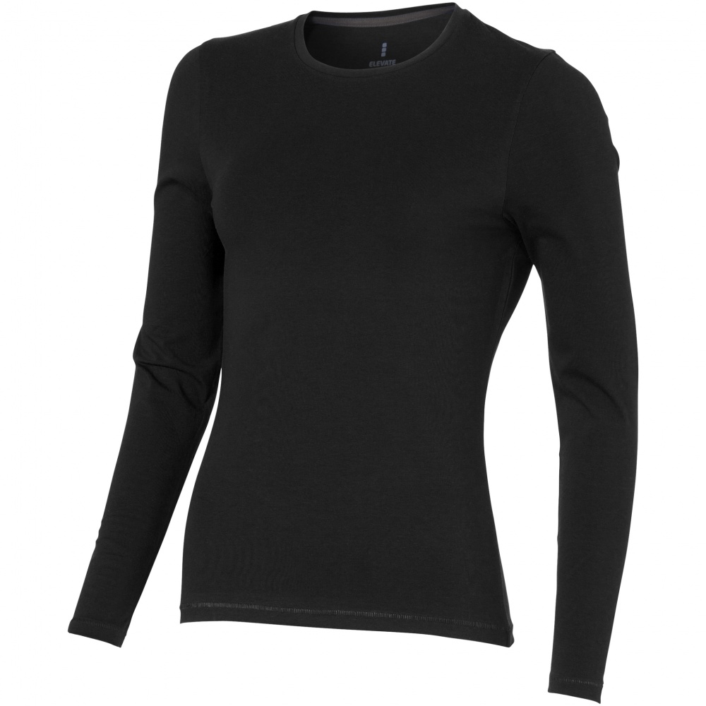 Logo trade promotional items image of: Ponoka long sleeve ladies T-shirt, black