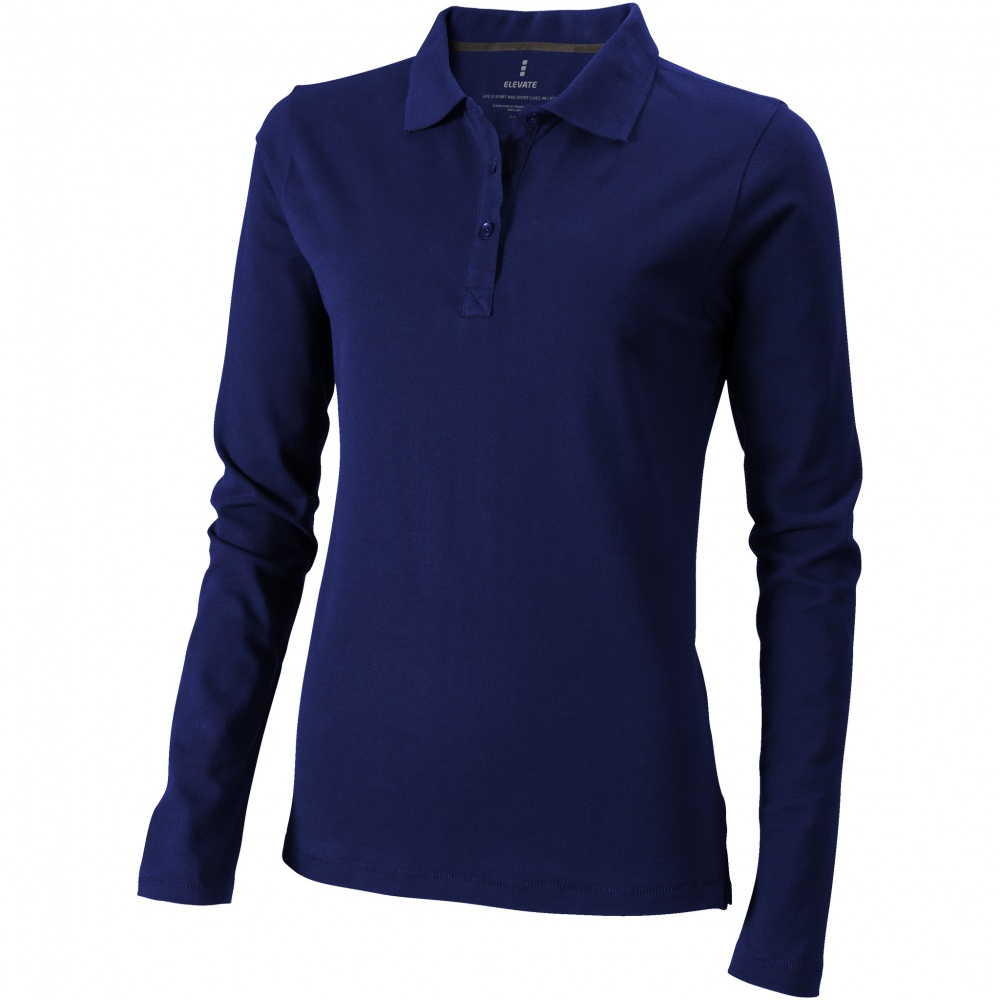 Logotrade business gift image of: Oakville long sleeve ladies polo navy