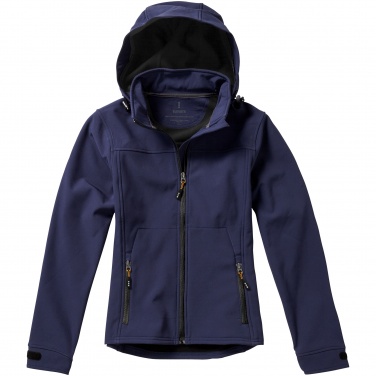 Logo trade promotional giveaways picture of: Langley softshell ladies jacket, navy