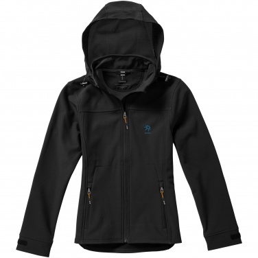 Logo trade promotional merchandise image of: Langley softshell ladies jacket, black