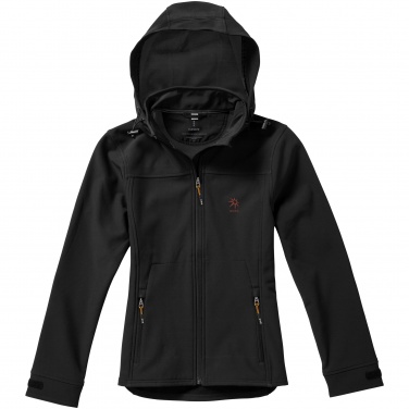 Logo trade promotional giveaway photo of: Langley softshell ladies jacket, black