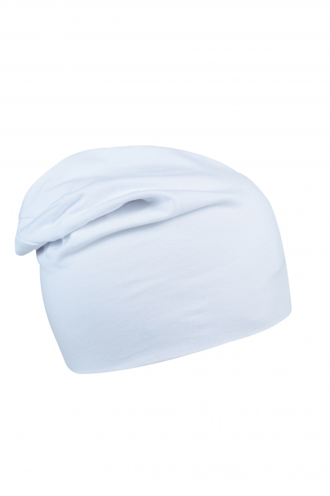 Logo trade advertising products image of: Beanie Long Jersey, white