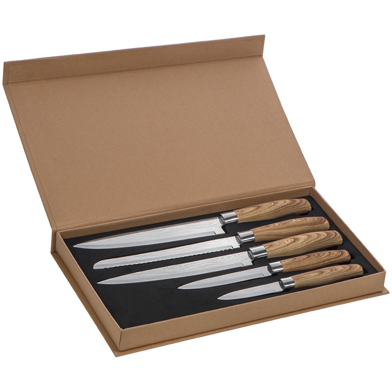 Logotrade corporate gift image of: Set of 5 knives, brown