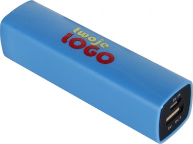 Logo trade promotional products image of: Powerbank 2200 mAh with USB port in a box, Blue