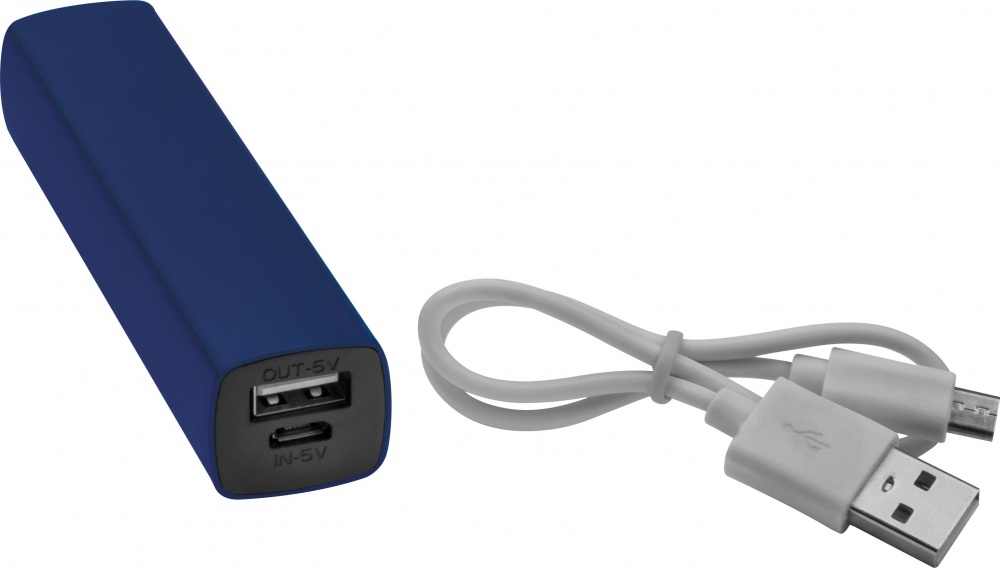 Logo trade promotional items picture of: Powerbank 2200 mAh with USB port in a box, Blue