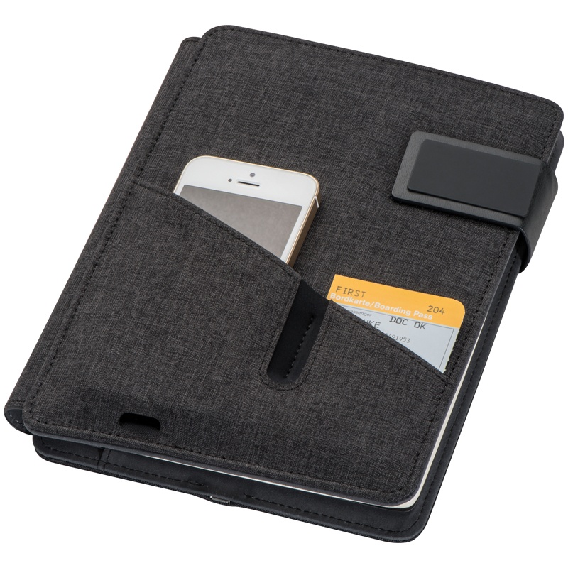 Logo trade corporate gift photo of: Notebook with powerbank, Black