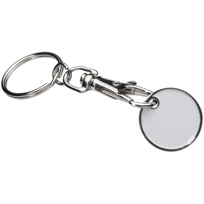 Logotrade advertising product picture of: Keyring with shopping coin, white