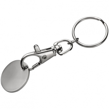 Logo trade promotional giveaways picture of: Keyring with shopping coin, white