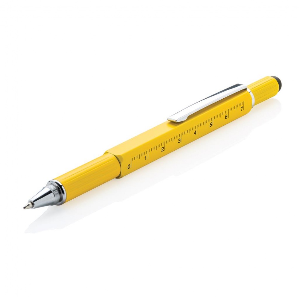 Logo trade business gifts image of: 5-in-1 toolpen, yellow