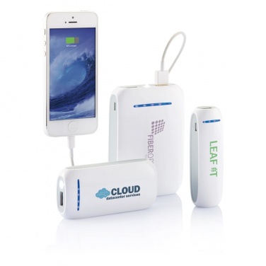 Logo trade corporate gifts image of: 2.600 mAh powerbank, white