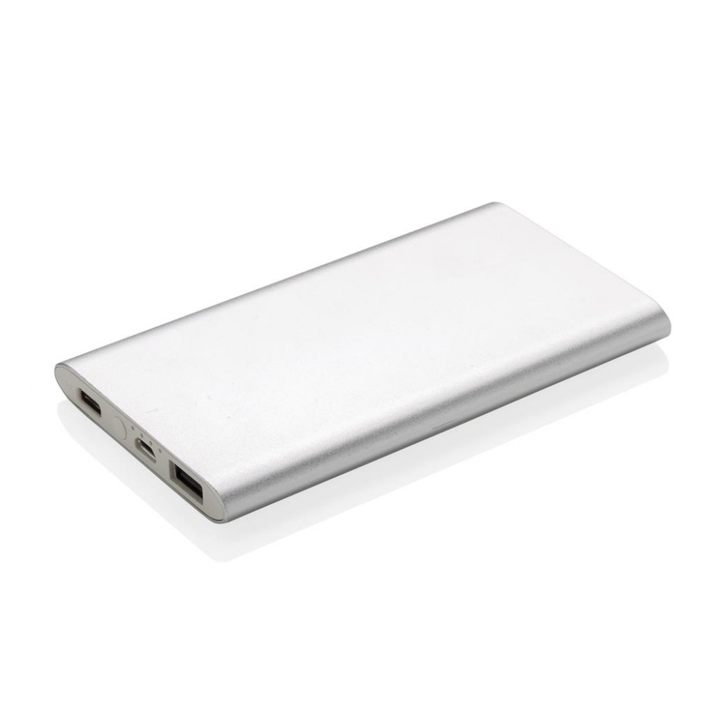 Logo trade promotional giveaway photo of: 4.000 mAh type C powerbank, silver