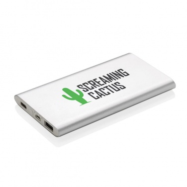 Logo trade promotional giveaways picture of: 4.000 mAh type C powerbank, silver