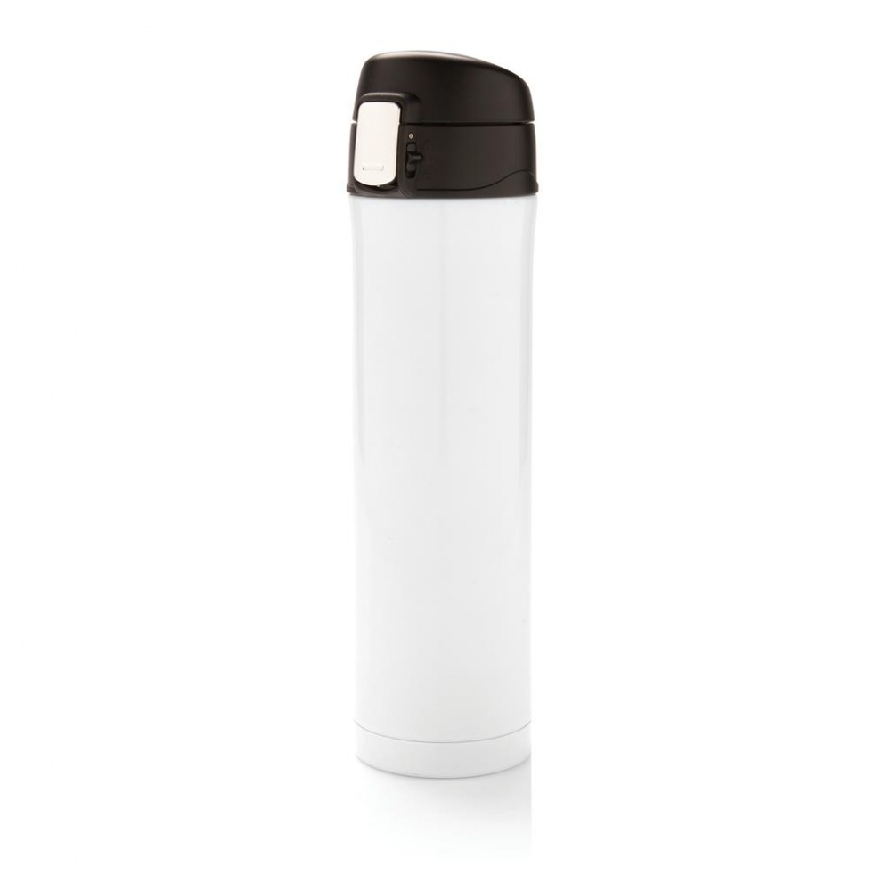 Logo trade promotional items image of: Easy lock vacuum flask, white/black