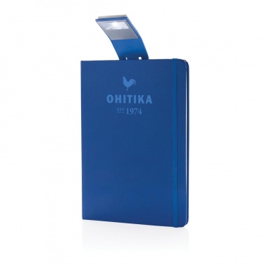 Logo trade business gifts image of: A5 Notebook & LED bookmark, blue