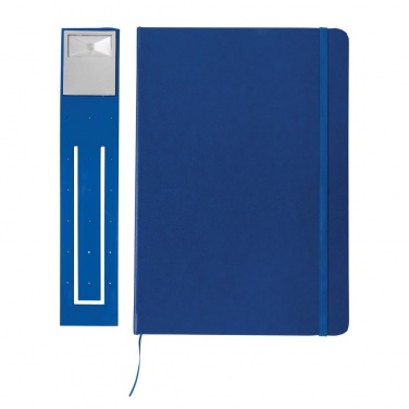 Logo trade promotional products image of: A5 Notebook & LED bookmark, blue